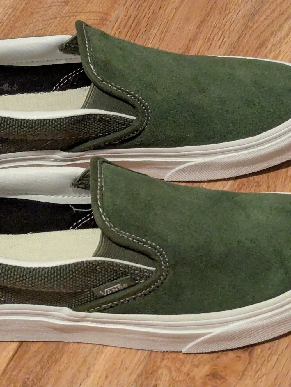 Vans Olive Green Suede Slip-On Sneakers